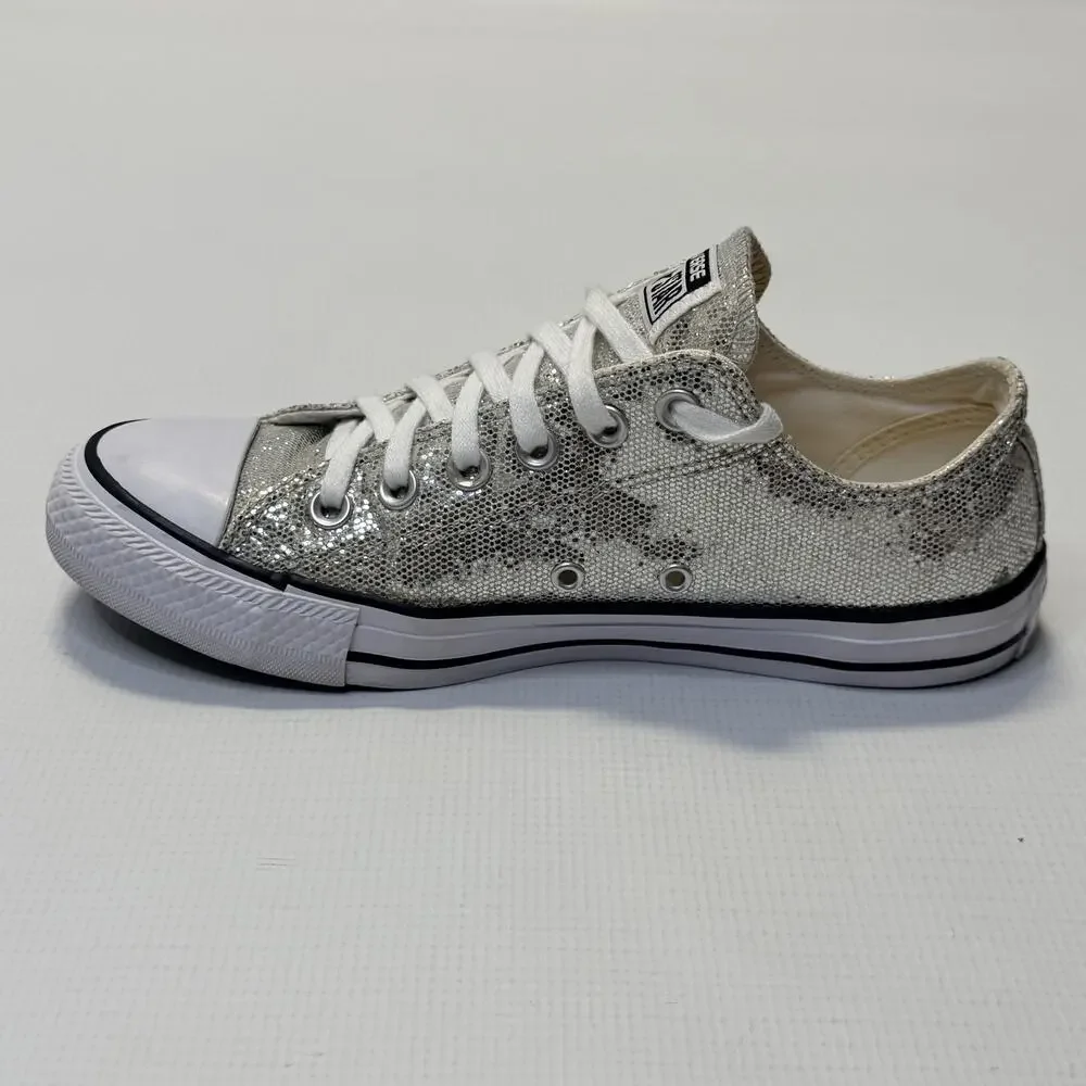 Converse Chuck Taylor All Star Shoes Womens Size 8 Silver Glitter Sneakers